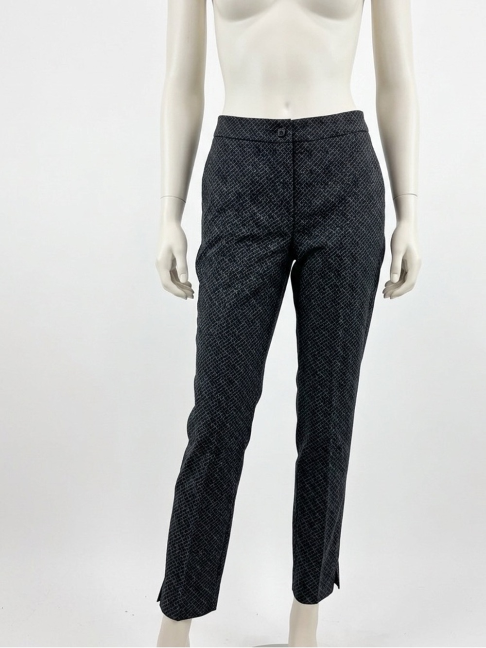 ecru Geometric Legend Button Waist Slim Pants